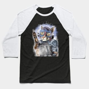 Naughty Pilot Cat with Laser Gun and Heavy Armor Baseball T-Shirt